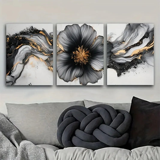 3-Piece Abstract Floral Canvas Wall Art | Unframed Home Decor Canvas Wall Art Peaceful Pleasures Health and Wellness