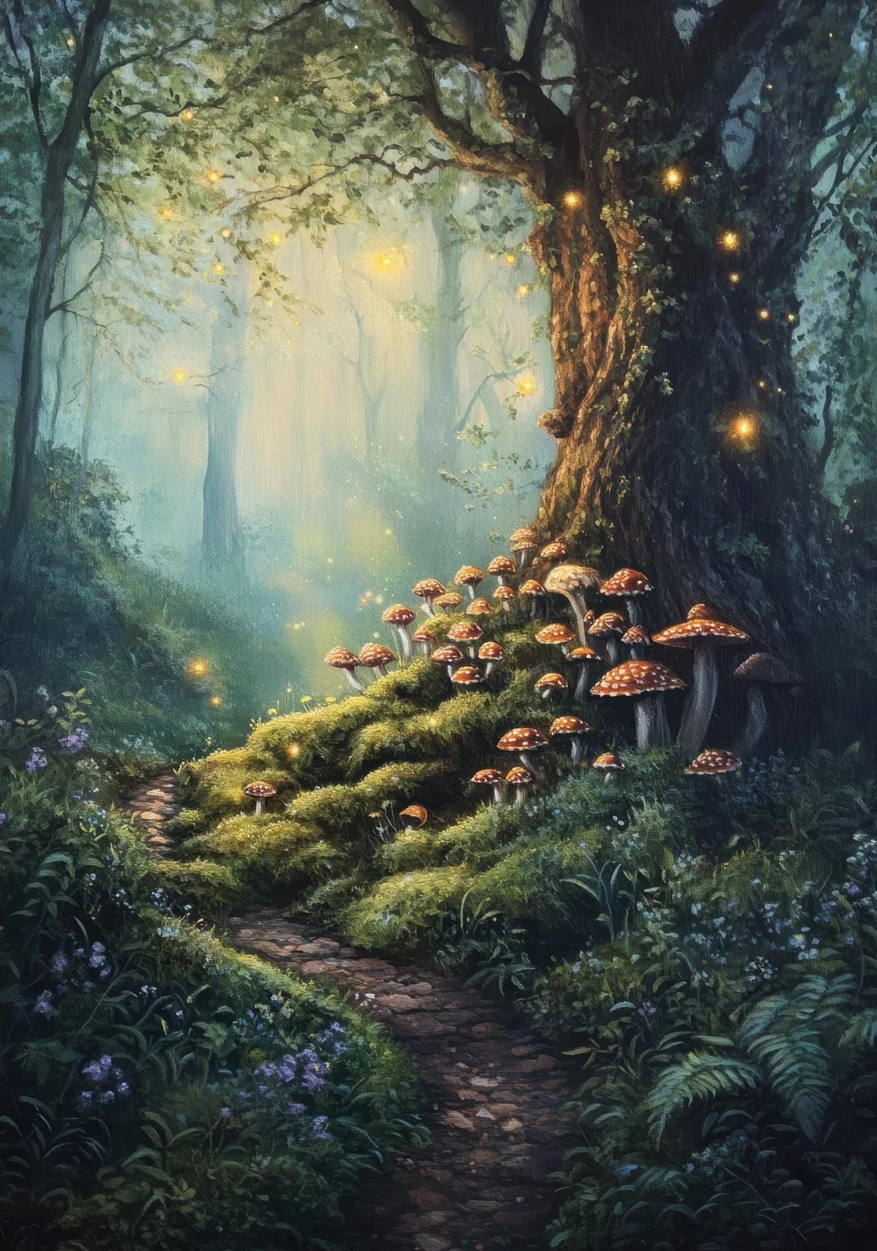 Fairy Enchanted Woodland Canvas Wall Art | Fantasy Forest Poster Canvas Wall Art Peaceful Pleasures Health and Wellness 4 30x40cm Unframed