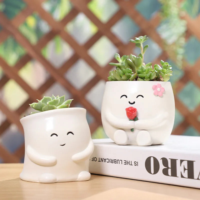 Smiley Face Mini Resin Succulent Planter | Desk & Home Decor
