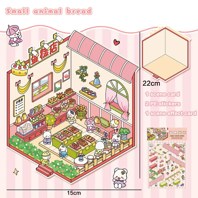 3D Mini Scene Landscape Stickers | Pocket Cabin Sticker Set Decorative Sticker Set Peaceful Pleasures Health and Wellness style 3