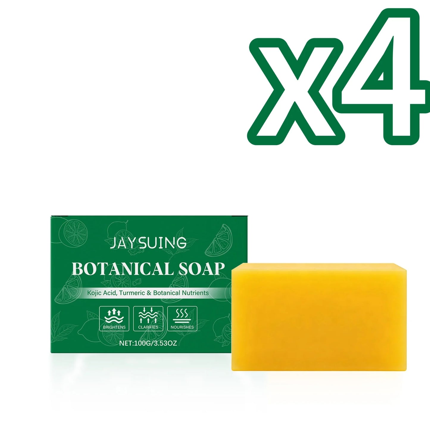 Jaysuing Botanical Soap Deeply Cleanse Skin Remove Dirt Moisturize Dry Skin Gentle Exfoliate Daily Body Wash Turmeric Body Soap Peaceful Pleasures Health and Wellness 100g Boxed X 4PCS