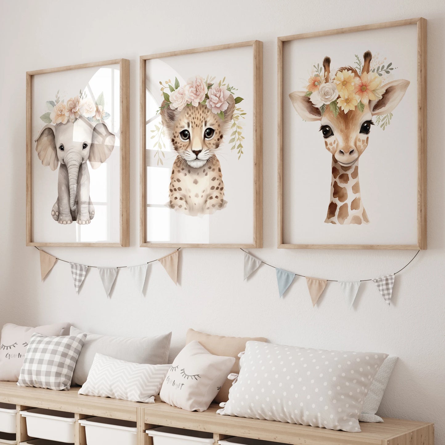 Elephant Leopard Giraffe Wall Art Prints Canvas Painting Poster Picture For Living Bedroom Kids Play Room Home Decor Peaceful Pleasures Health and Wellness G2545-3pcs 40x60cm No Frame