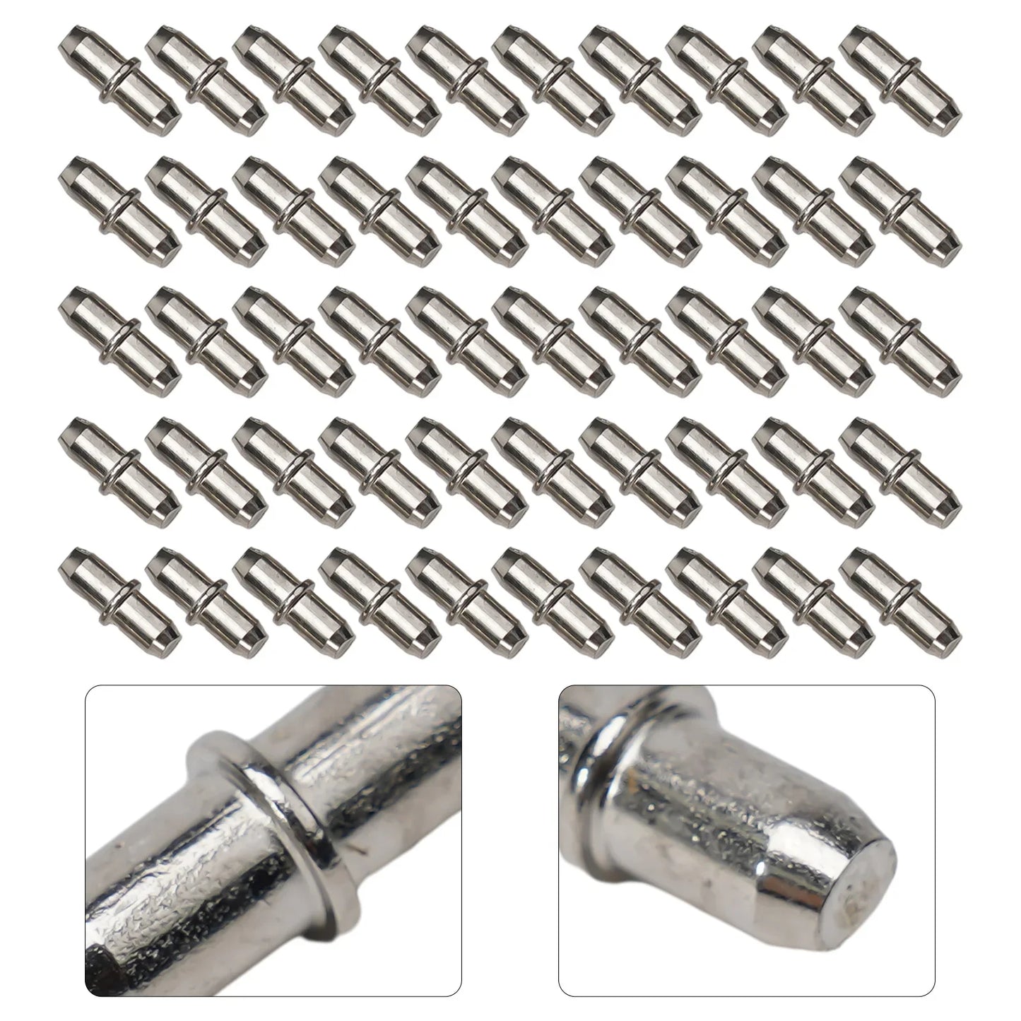 50-Pack Nickel-Plated 5mm Shelf Support Pegs for Cabinets