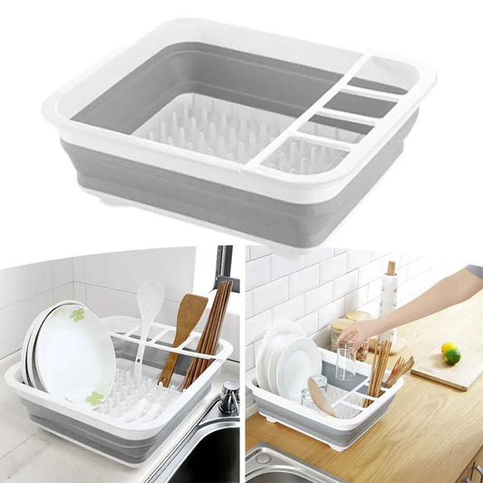 Foldable Dish Drying Rack with Cutlery Slots | RV & Kitchen Foldable Dish Rack Oasis Select