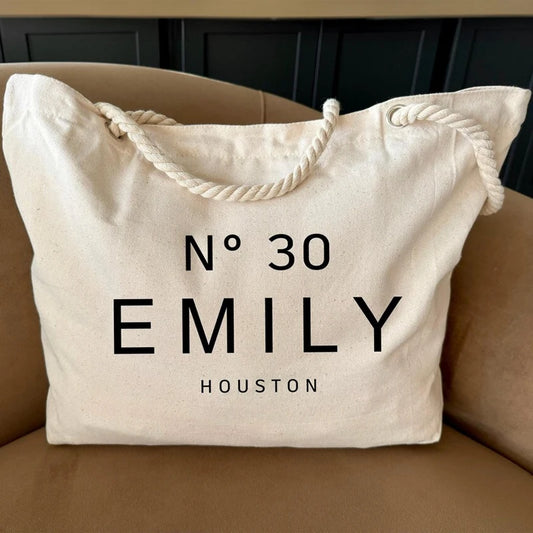 Personalized Hemp Canvas Tote Bag | 30th 40th 50th Birthday Gift Personalized Tote Bag Peaceful Pleasures Health and Wellness