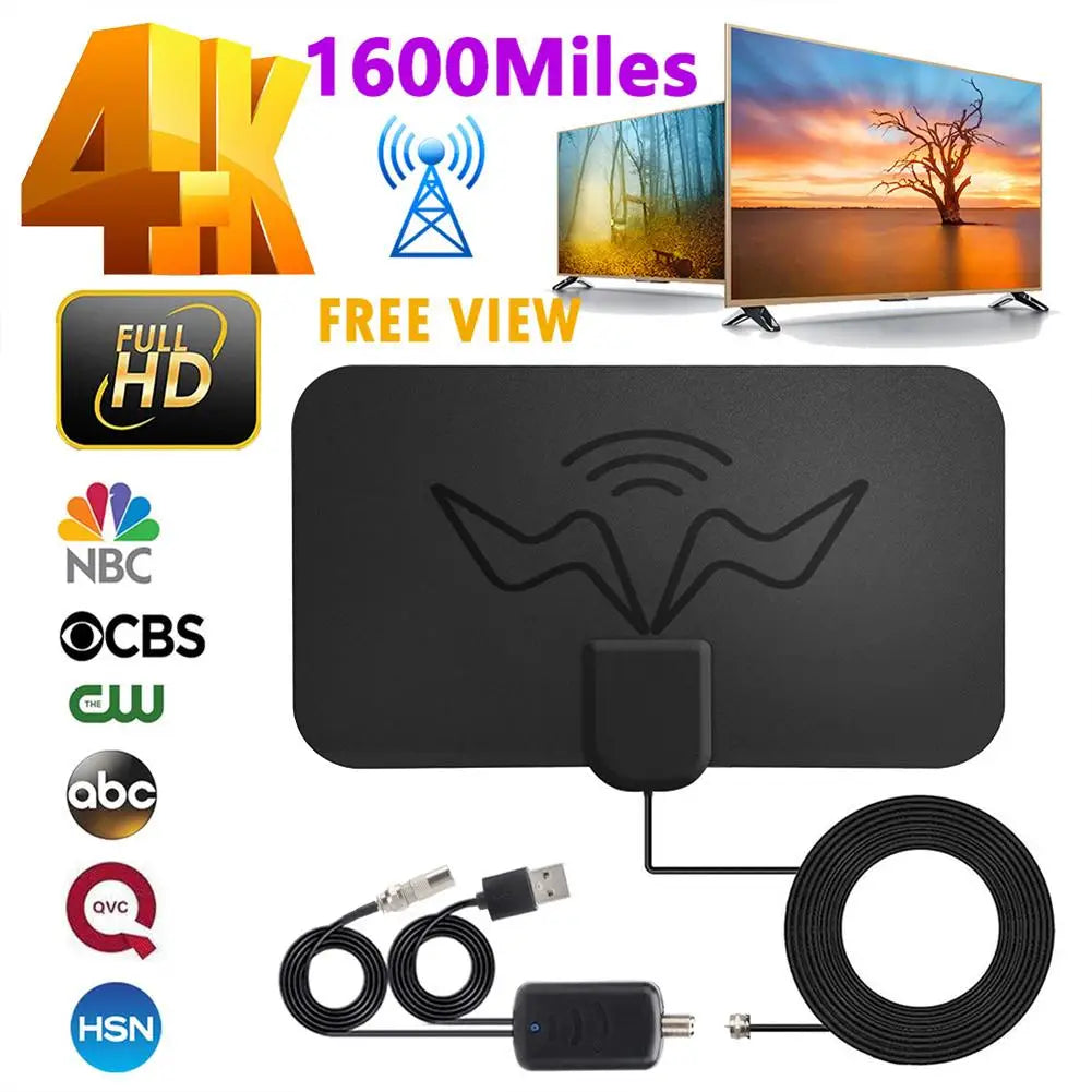 Indoor Digital TV Antenna – 300-Mile 4K 1080p ATSC HDTV