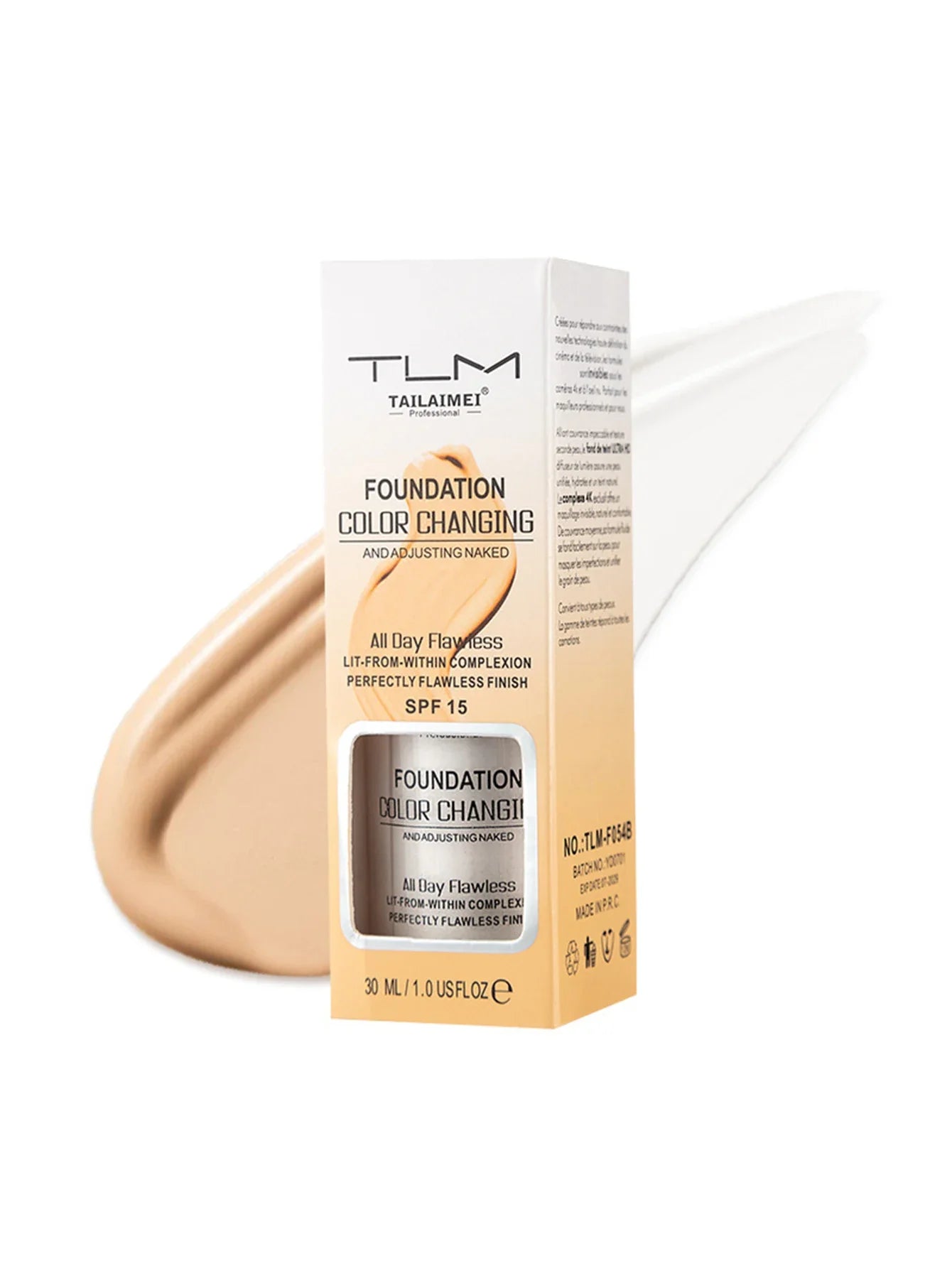 Color-Changing Liquid Foundation 30ml – Matte, SPF15 & Hydrating