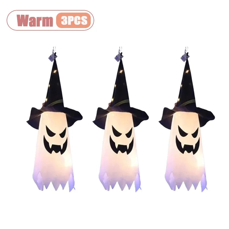 Halloween Witch Hat Ghost Hanging LED Decoration – 1-5 PCS