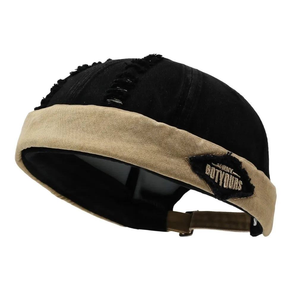 Distressed Skullcap Hat – Streetwear Hip Hop Sun Cap Unisex