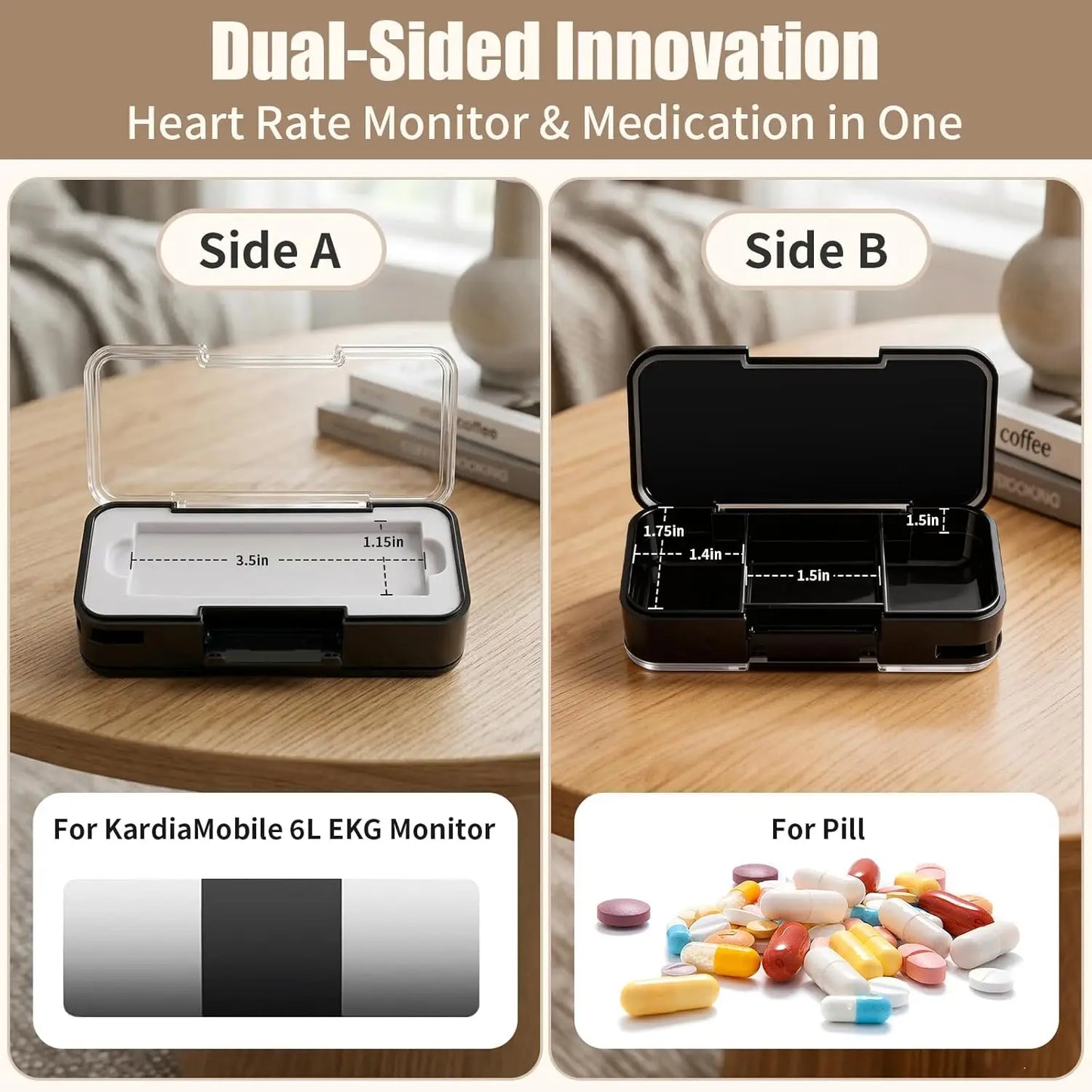 2-in-1 KardiaMobile 1-Lead Monitor Case & Pill Organizer