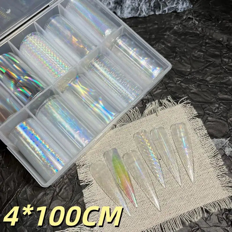 1 Set Floral Chameleon Nails Wraps 6/10 Patterns Metal Nail Foils For Transfer Paper Stickers DIY Water Marble Nail Art Decor Peaceful Pleasures Health and Wellness A22