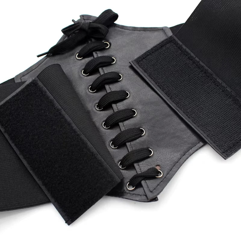Women's Gothic Corset Belt – PU Lace-Up High Waist Wide Belt
