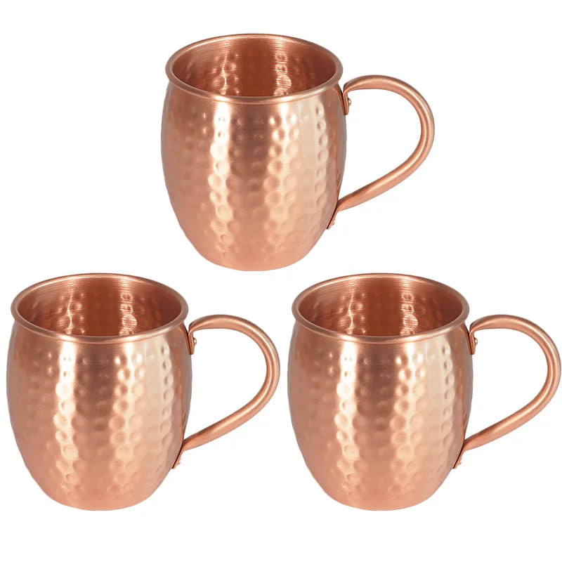 100% Copper Moscow Mule Mug Durable Coppery Beer Mugs 350ml Coffee Mug Milk Cup Pure Copper Bar Cup Drinkware Peaceful Pleasures Health and Wellness Solid Copper Cup-3PC 350ml
