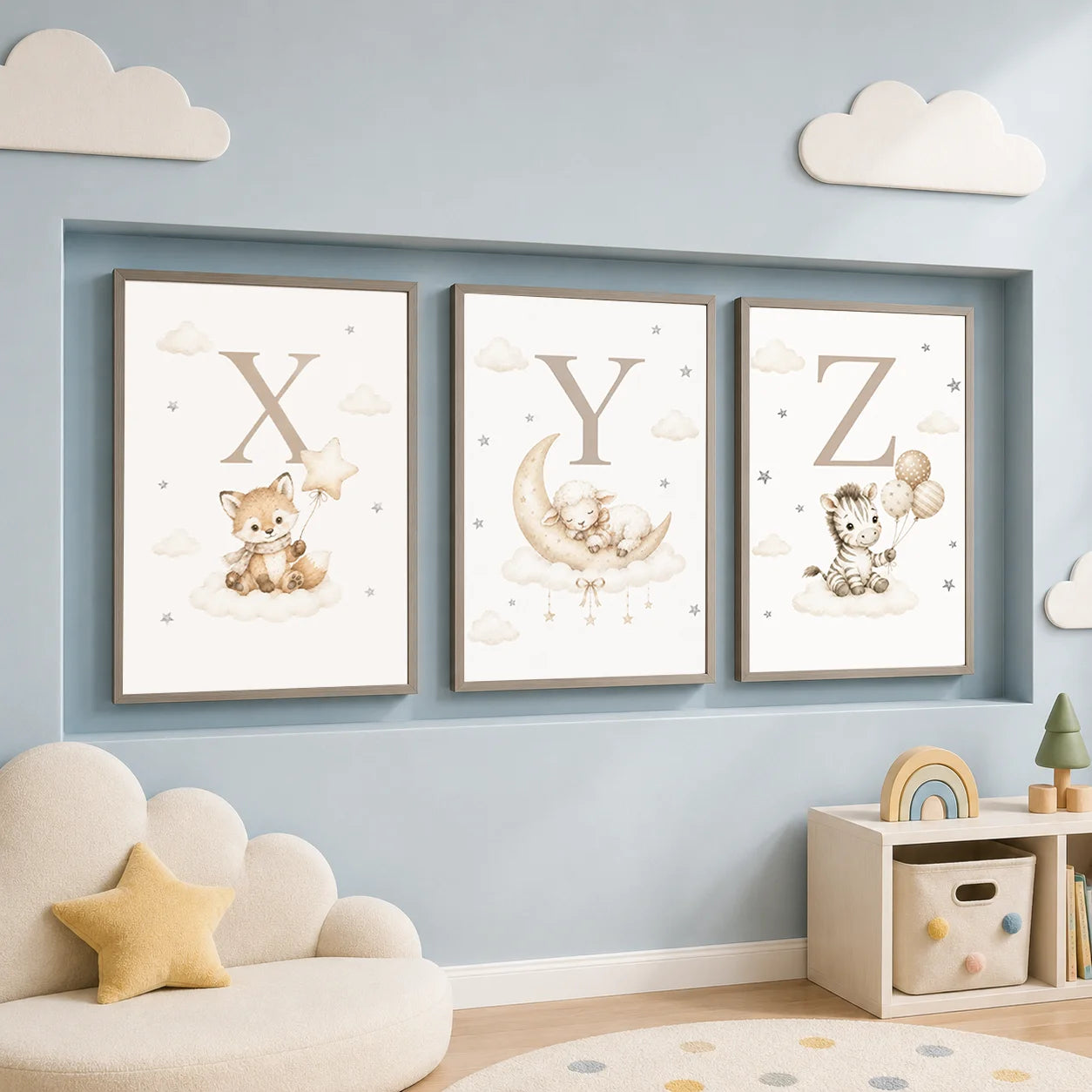 Custom Alphabet Wall Art Cute Animal Letter Canvas Painting Nursery Poster Print For Kids Room Wall Decor Peaceful Pleasures Health and Wellness