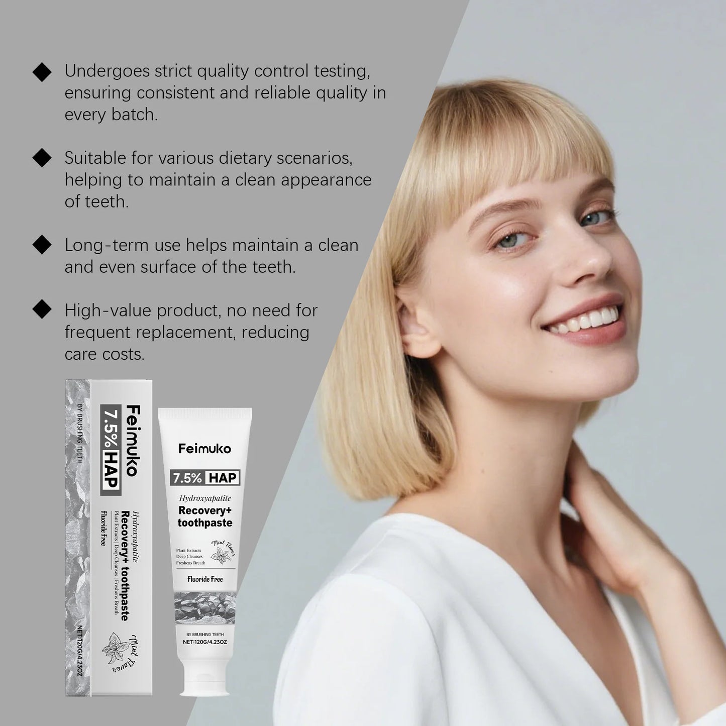 Hydroxyapatite Toothpaste Teeth Whitening Deep Cleaning Gum Repair Remove Yellow Teeth Fresh Breath Teeth Brightening Toothpaste Peaceful Pleasures Health and Wellness
