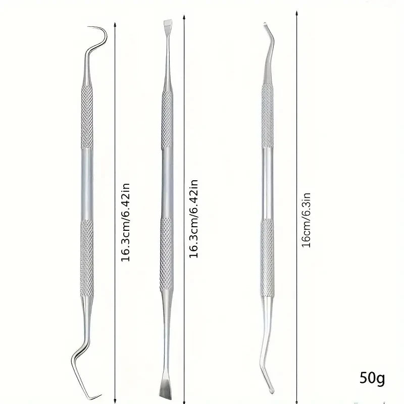 3-Piece Stainless Steel Dental Cleaning Kit | Mirror & Probe