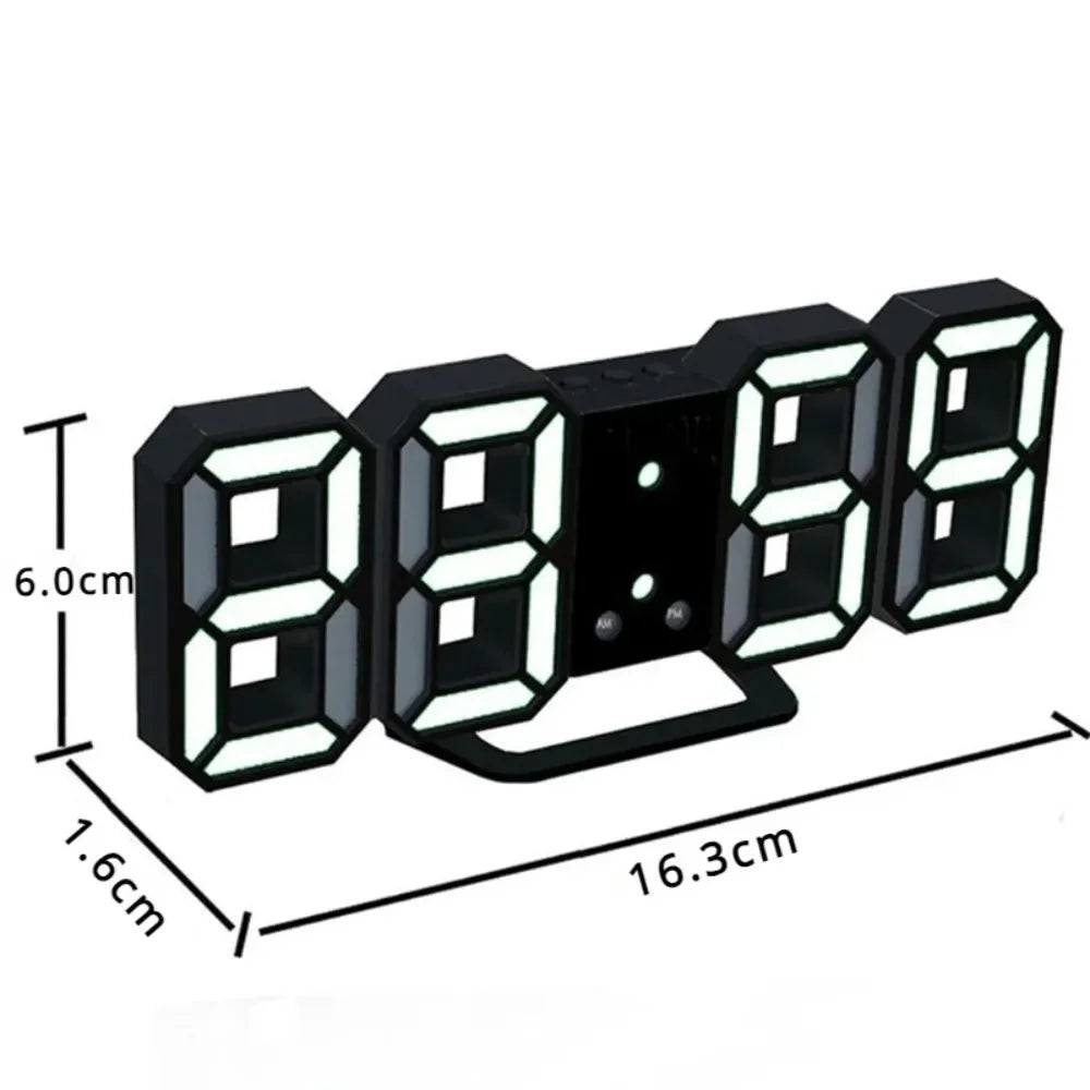 3D LED Digital Alarm Clock – Time, Date & Temp Display