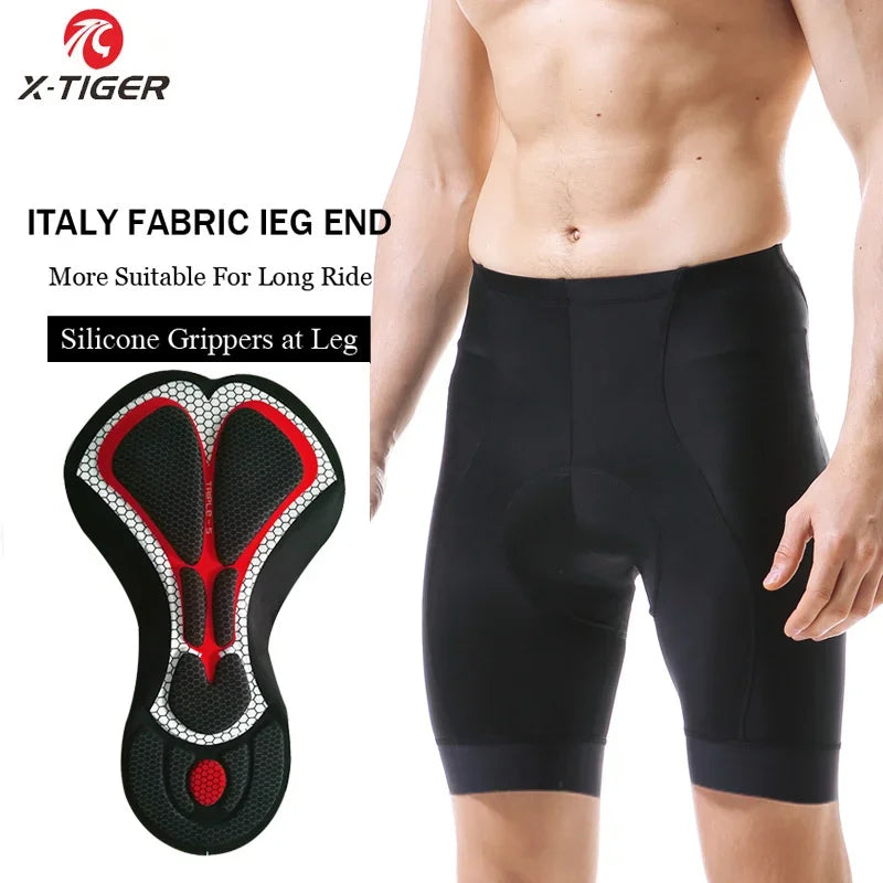 X-TIGER Men's 5D Padded Cycling Shorts | Anti-Slip Bike Tights