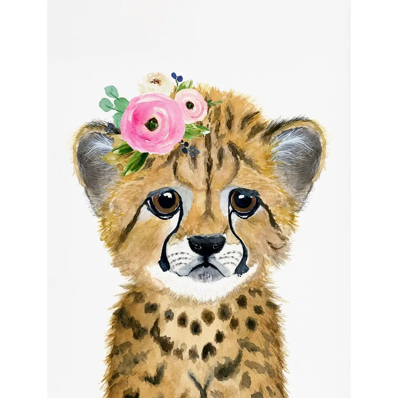 Watercolor Safari Animals Canvas Wall Art | Nursery Decor