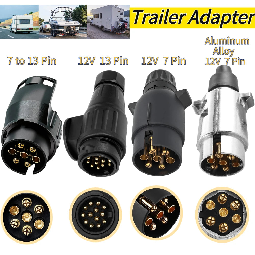 13 Pin to 7 Pin/12V 13 Pin/12V 7 Pin Towing Adaptor Waterproof Trailer Caravan Truck RV Towbar Plug Electrical Socket Connector Peaceful Pleasures Health and Wellness