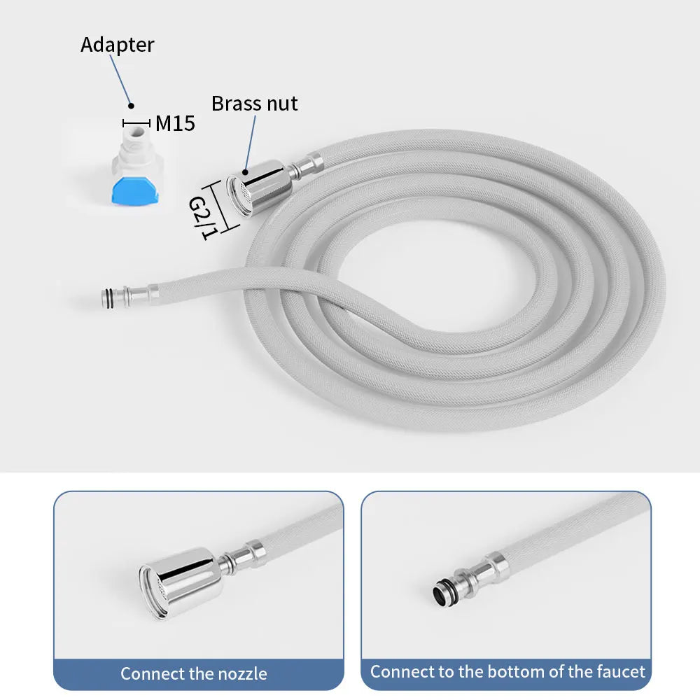 1.5m Pull-Out Kitchen Faucet Hose | 360° Nylon Braided