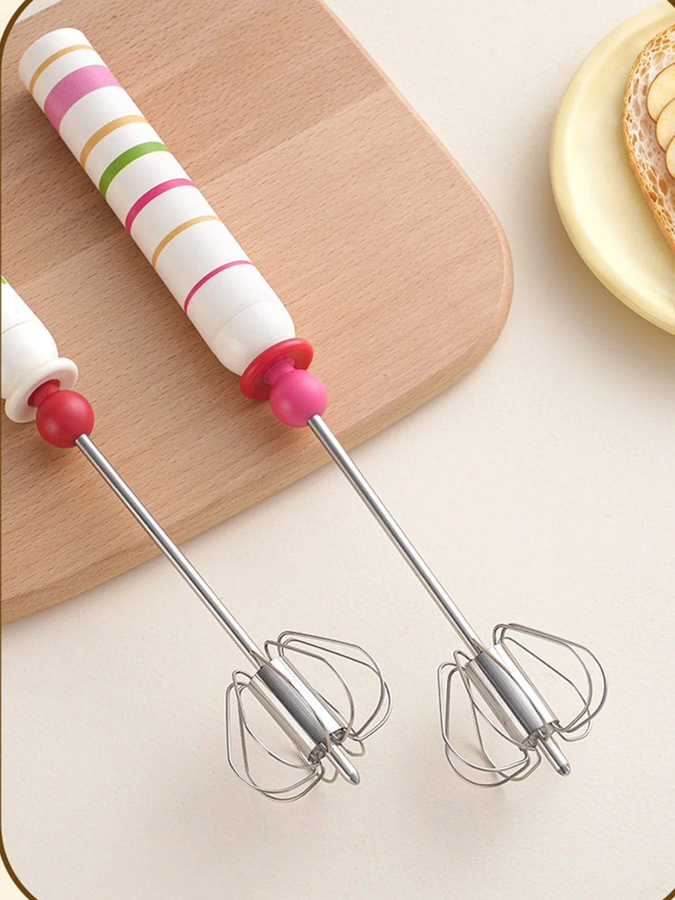 1Pcs Stainless Steel Egg Beater Durable Semi-Automatic Mixer for Effortless Egg Cream Mixing Stirring and Beating Kitchen Baking Peaceful Pleasures Health and Wellness