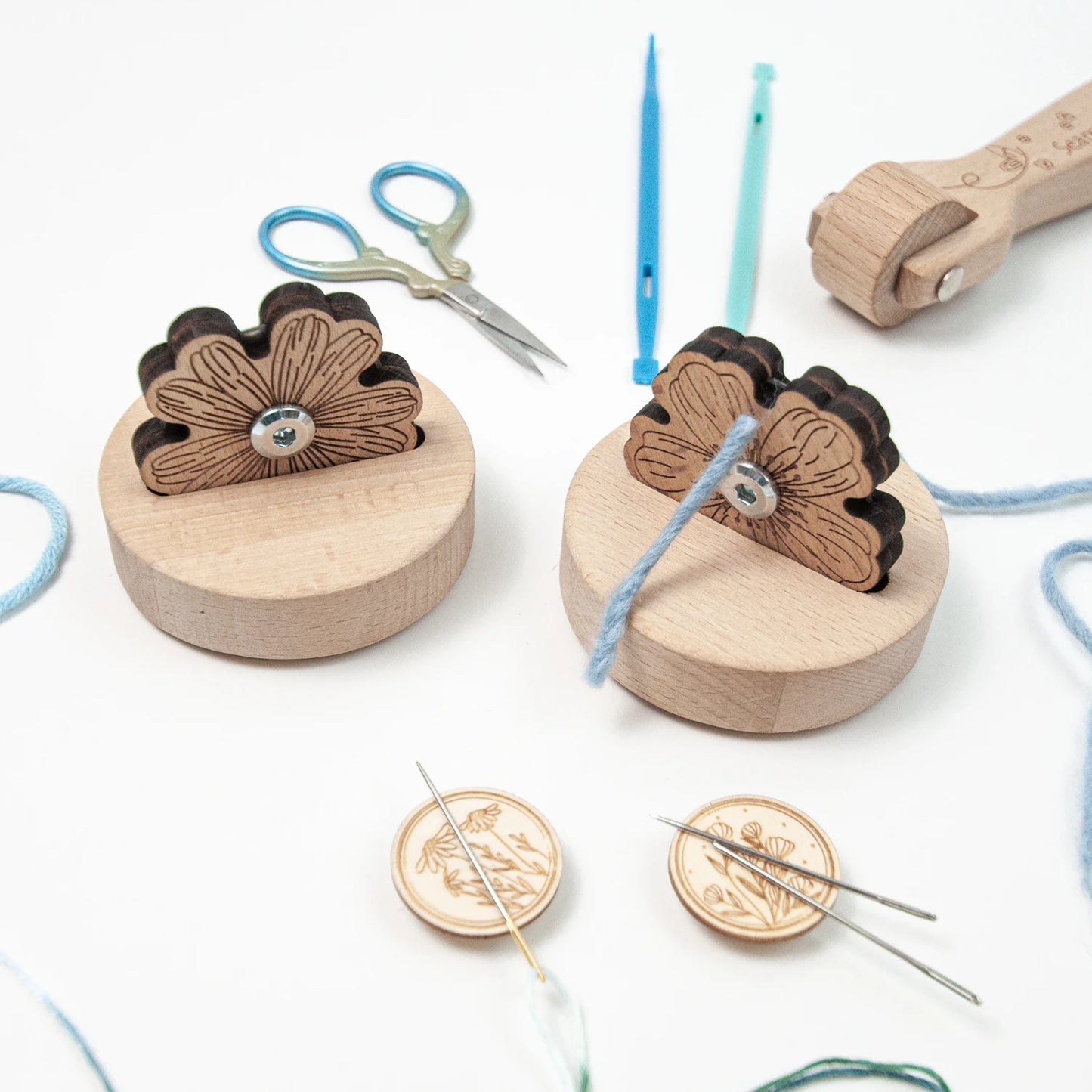 1x Flower Shape Needle Magnetic Pin Holder + 1x Thread Cutter for Cross Stitch Needlework Embroidery +10pcs Positioning Bead Pin Peaceful Pleasures Health and Wellness