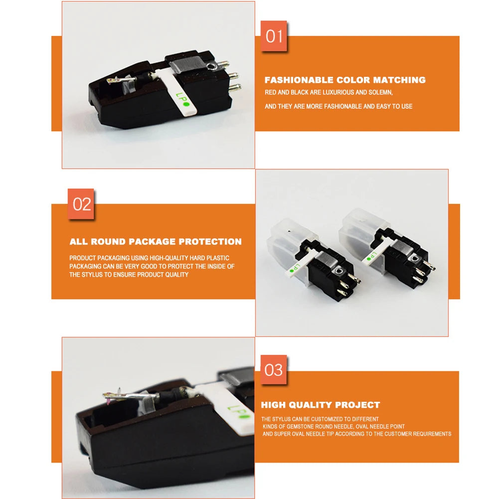 Black Turntable Cartridge Sapphire Dual Needles Stereo Pickup Head Wear-Resistant Replacement for LP 78 RPM Records Accessories Peaceful Pleasures Health and Wellness