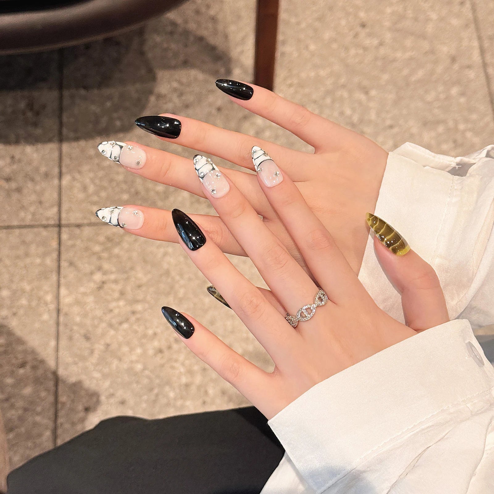 10pcs Short Handmade Sweet Punk Style Press on Nails Hand-Painted Embossed Stars Fake Nails Decor Wearable Ins False Nails Tips Peaceful Pleasures Health and Wellness