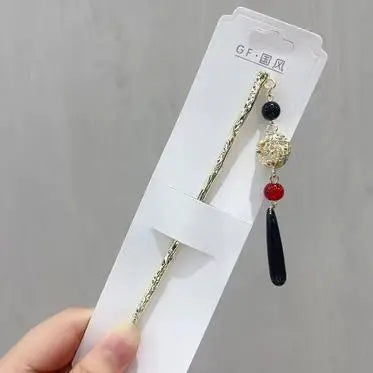 Chinese Style Hair Stick with Flower Decor Retro Floral Design Headwear with Tassel for Friends Girlfriend Wife Novel Gift Peaceful Pleasures Health and Wellness Style 8