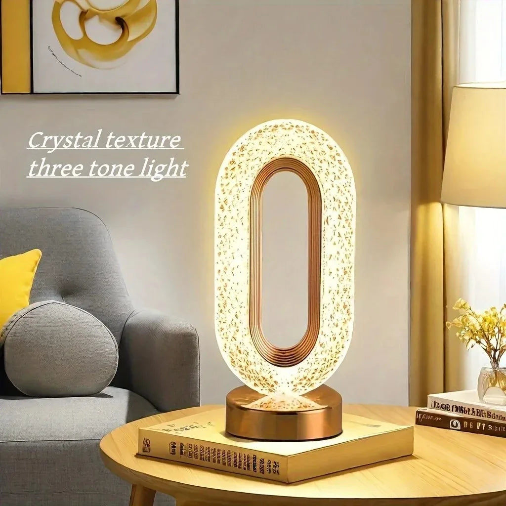 GGbingo 3D Track Crystal Table Lamp Office USB Charging Night Light for Bedroom Living Room Party Decoration Creative Lamp Peaceful Pleasures Health and Wellness