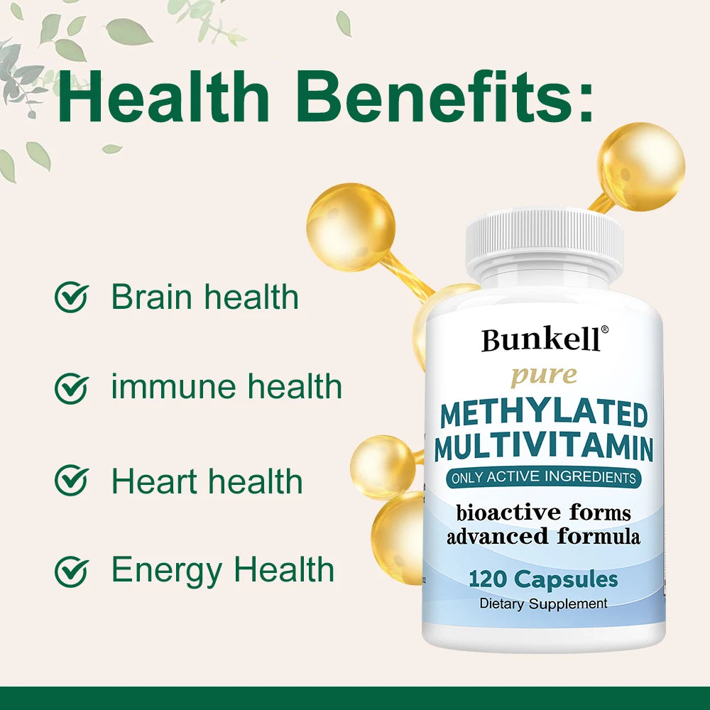 High-Potency Methylated Multivitamin - Whole Food, B-Complex, Hair Skin Energy, Stress, Immune & Maintain Heart Health Support Peaceful Pleasures Health and Wellness
