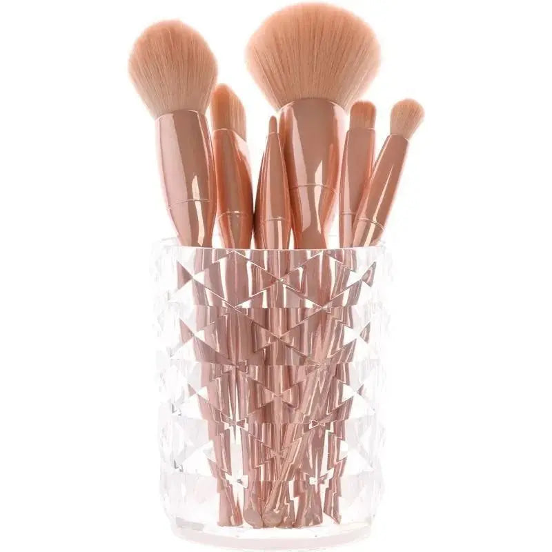 Home Cosmetic Storage Dustproof Makeup Brush Storage Bucket Cosmetic Brush Holder Cup Transparent Pen Holder For Dressing Table Peaceful Pleasures Health and Wellness 1PC