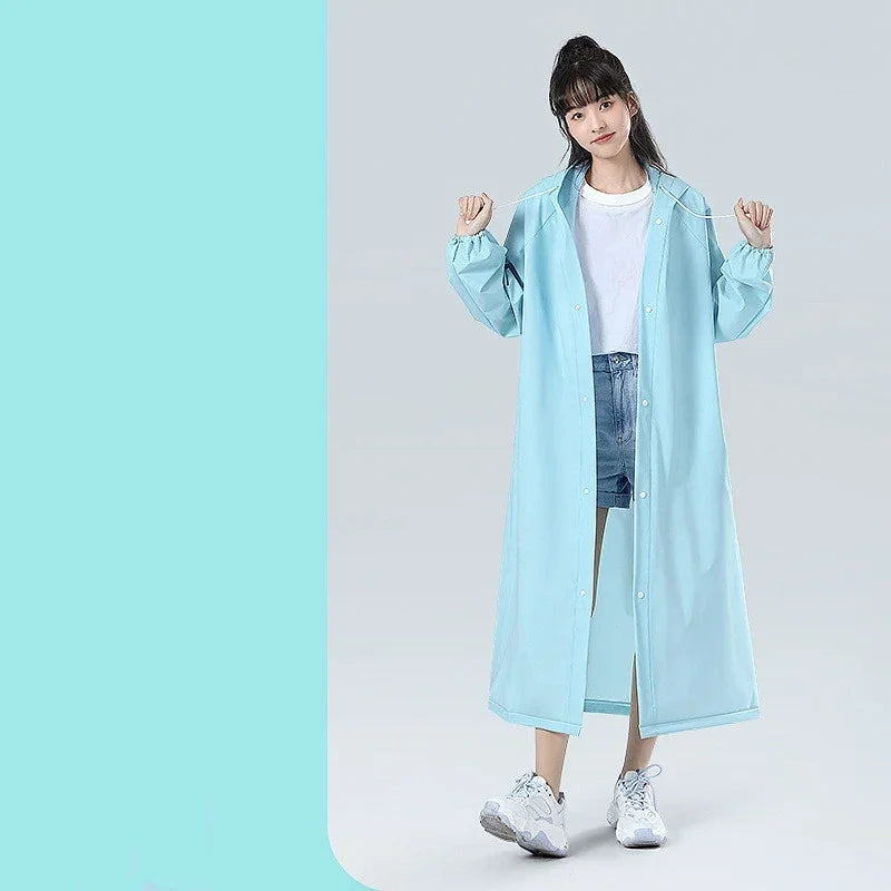 Adult Raincoat Hooded One-piece Long Raincoat Reusable Poncho Outdoor Rainwear For Women And Men Transparent Waterproof Poncho Peaceful Pleasures Health and Wellness blue 100g