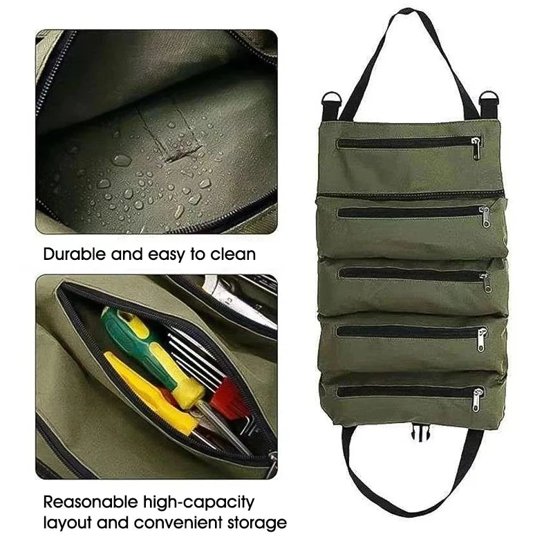 Heavy-Duty Roll-Up Tool Bag | Oxford Fabric Tool Organizer
