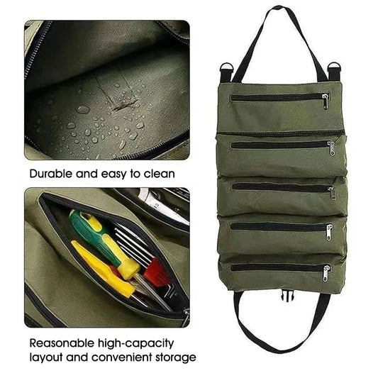 Heavy-Duty Roll-Up Tool Bag | Oxford Fabric Tool Organizer Roll-Up Tool Bag Peaceful Pleasures Health and Wellness