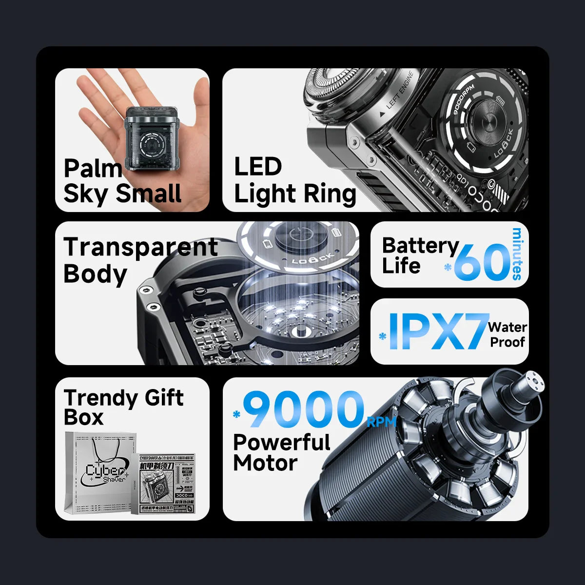 DOCOLAB Mini Portable Electric Rotary Shaver for Men | Metal