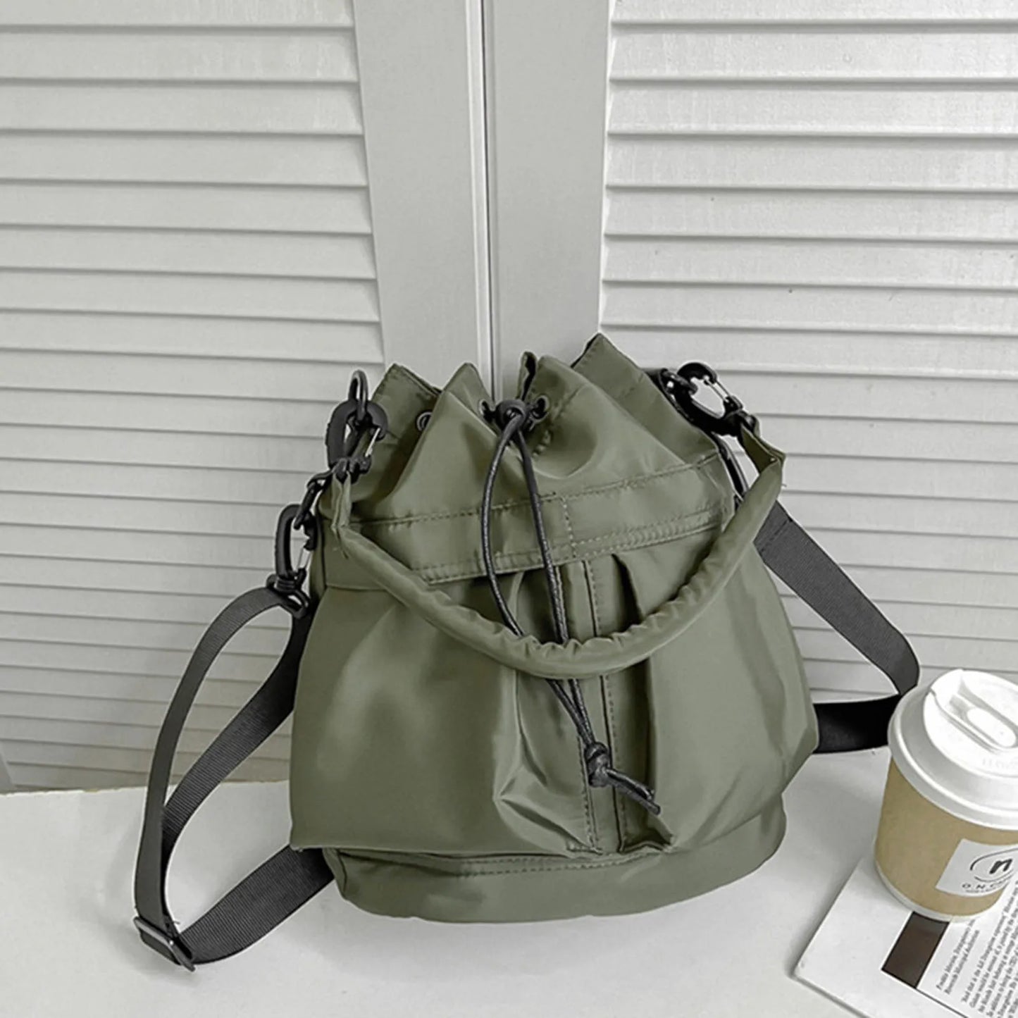 Fashion Women Shoulder Bag Nylon Women Large Capacity Casual Handbag Drawstring Crossbody Bag Tote Bag UNISEX Gifts for Lady Peaceful Pleasures Health and Wellness