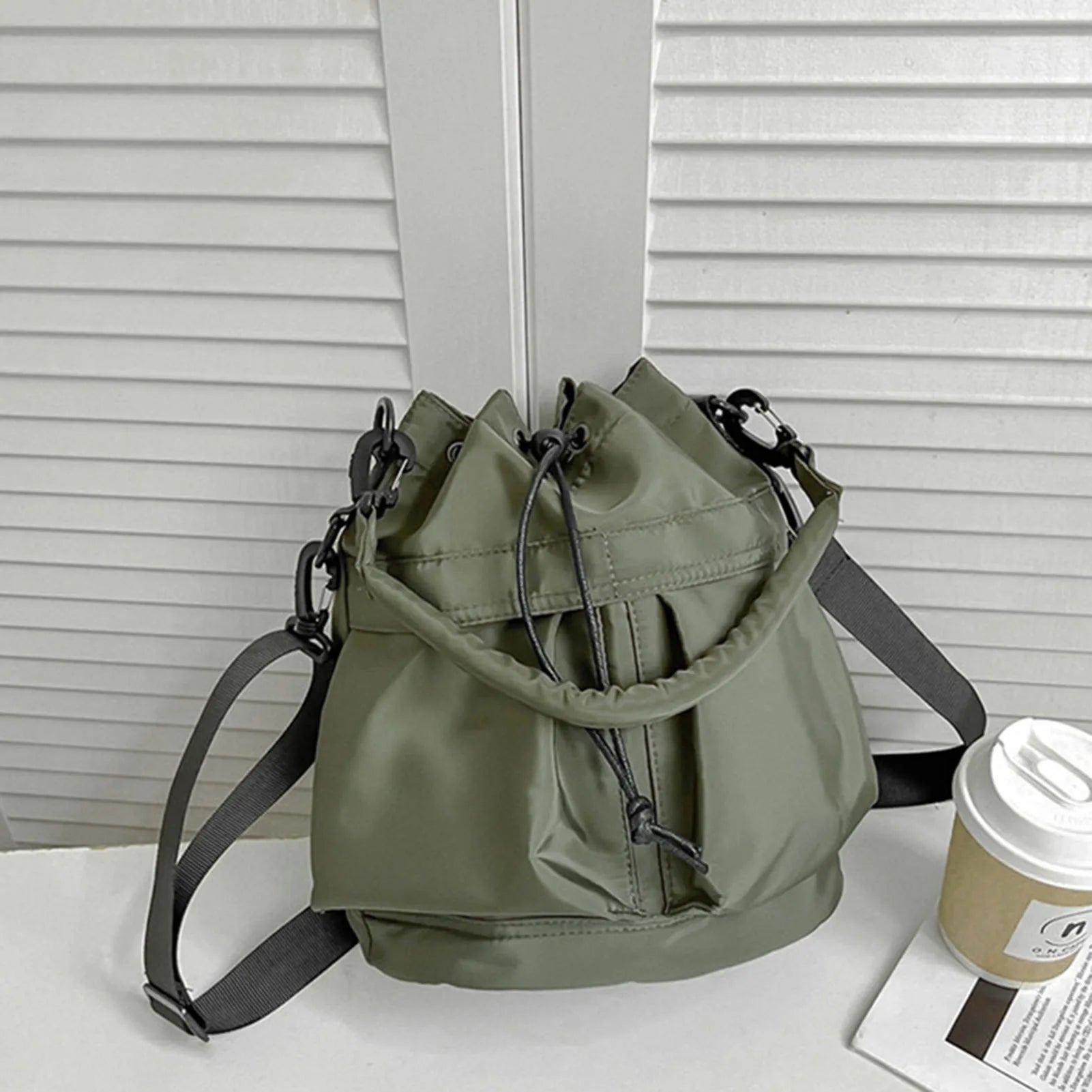 Fashion Women Shoulder Bag Nylon Women Large Capacity Casual Handbag Drawstring Crossbody Bag Tote Bag UNISEX Gifts for Lady Peaceful Pleasures Health and Wellness