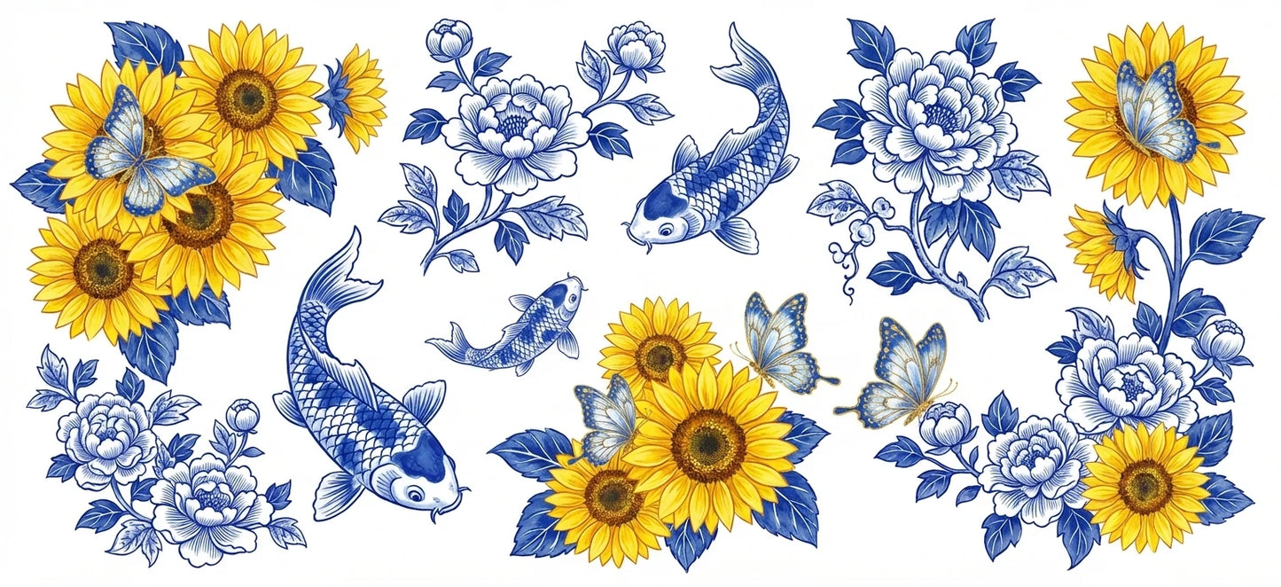UV DTF Spring Floral Cup Wrap Stickers | Waterproof DIY Decals