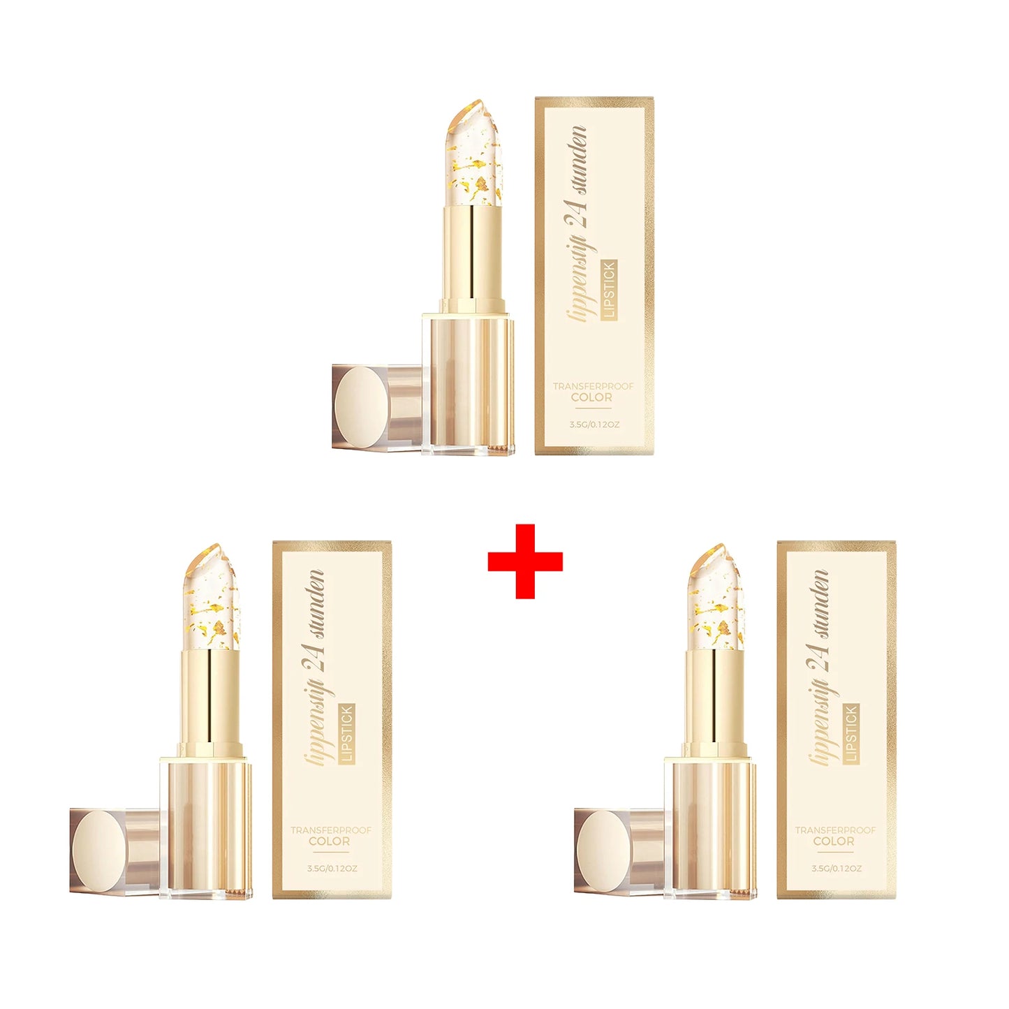 Color Changing Lipstick High Shine Fade Lip Line Gold Nourishing Lipstick Non-stick Long Lasting Moisturizing Lip Balm Peaceful Pleasures Health and Wellness 3 X 3.5g boxed