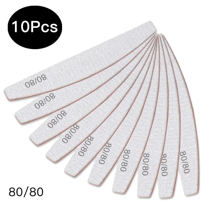 3/5/10Pcs Professional Nail File Sandpaper Strong Thick Nail Files Buffer For Manicure Sanding Half Moon Lime Nail Tools 100/180 Peaceful Pleasures Health and Wellness Q39125 10PCS