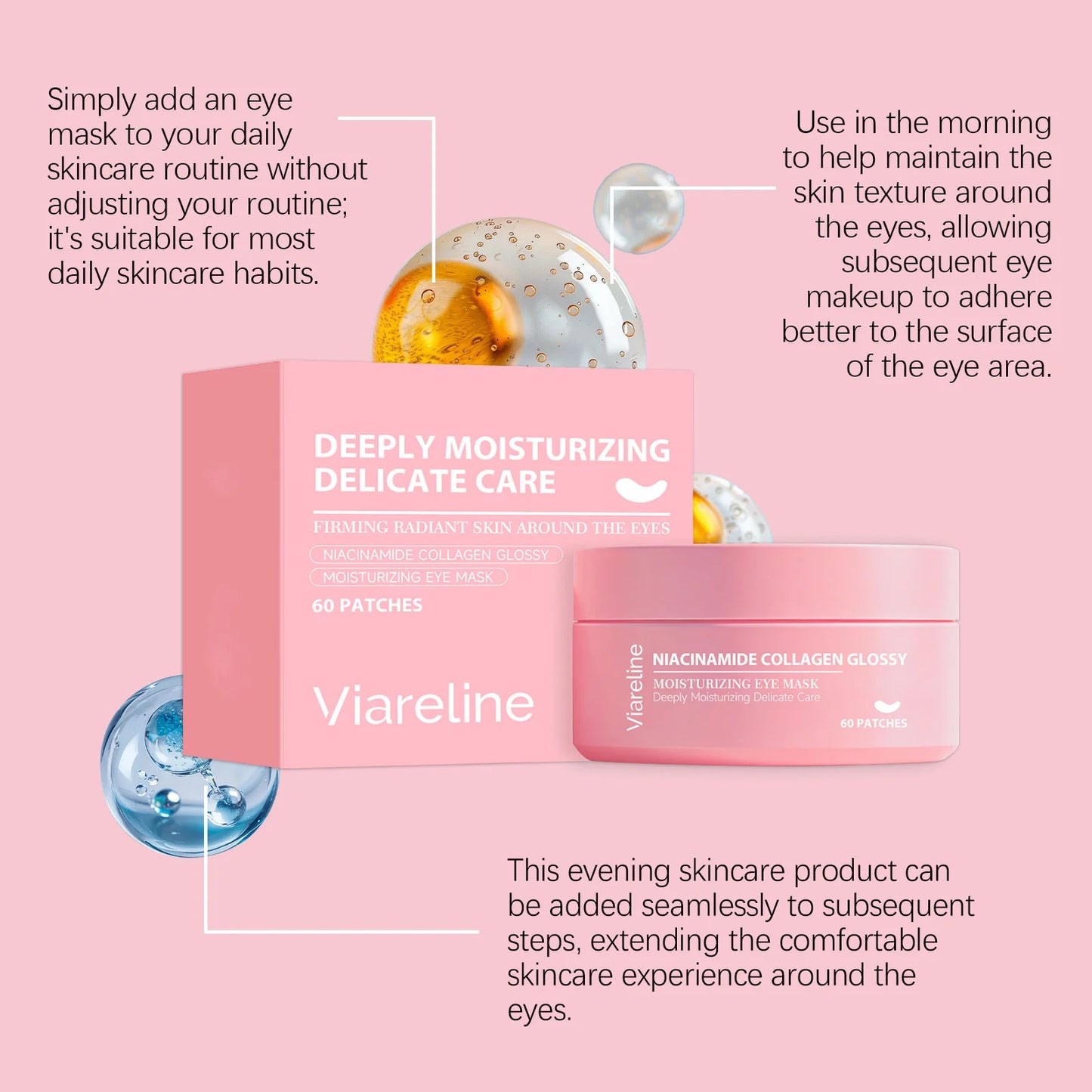 Viareline Collagen Niacinamide Eye Patches 60pc | Anti-Aging Mask