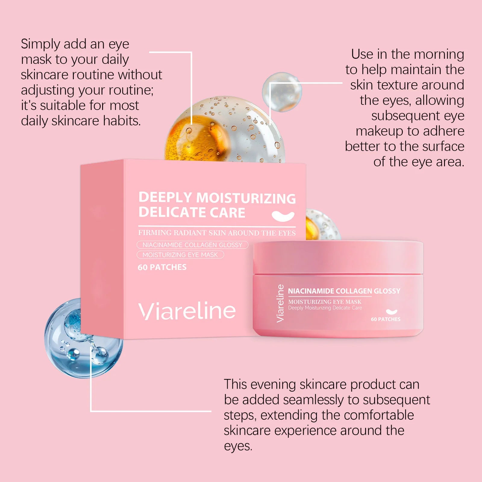 Collagen Niacinamide Eye Patch Firming Reduce Wrinkles Fade Fine Lines Anti Dark Circles Remove Eye Bags Glow Hydrating Eye Mask Peaceful Pleasures Health and Wellness