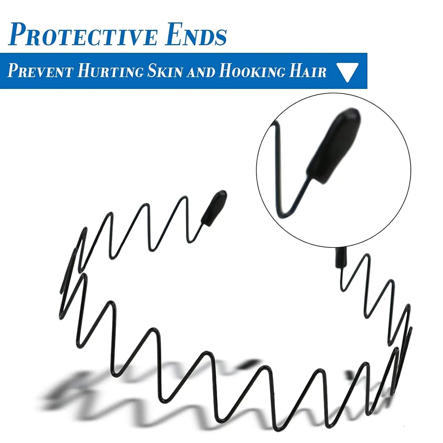 Fashion Metal Hair Band Men Women Unisex Black Waved Head Hoop Sports