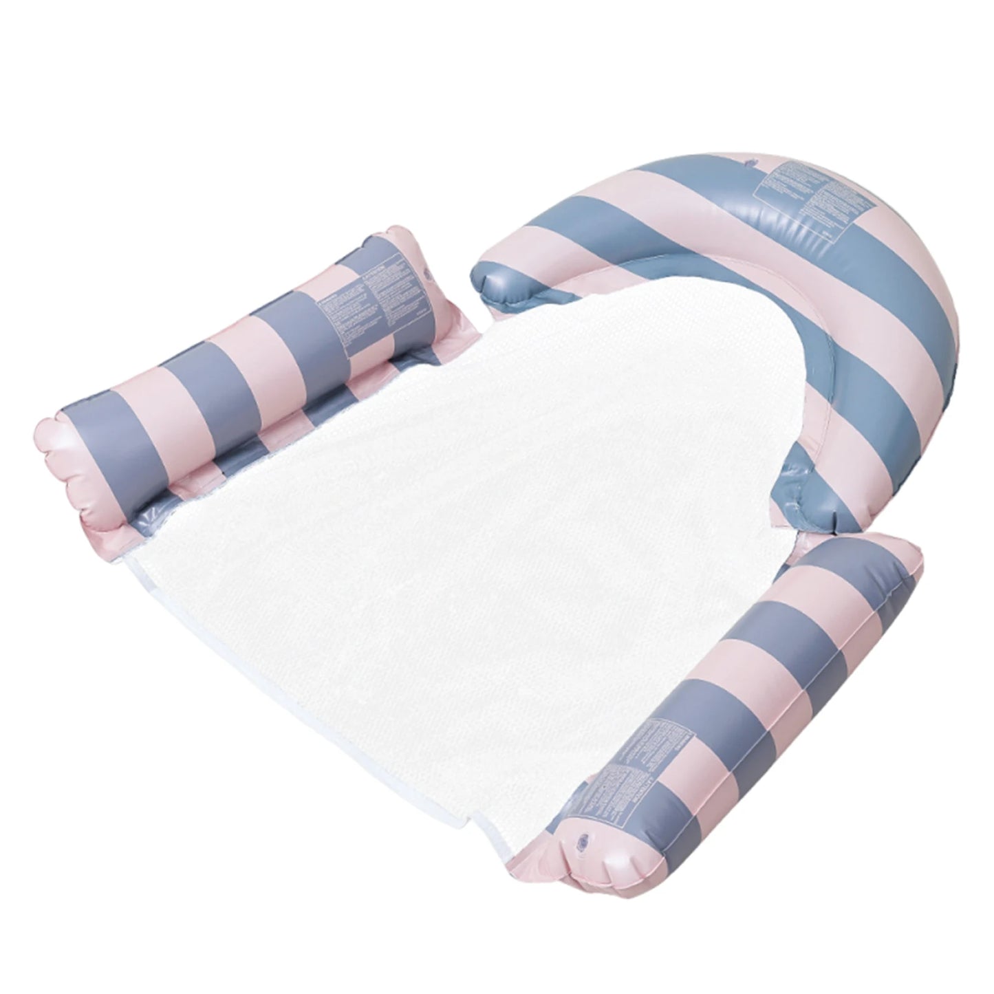 Stripe Pattern PVC Foldable Water Seat Inflatable Floating Single Seat Thickened Floating Bed for Summer Water Entertainment Peaceful Pleasures Health and Wellness blue pink