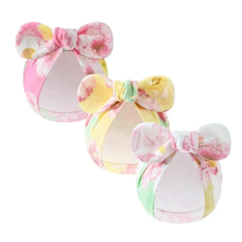 3-Pack Newborn Baby Bowknot Hats – Soft Cotton Infant Caps