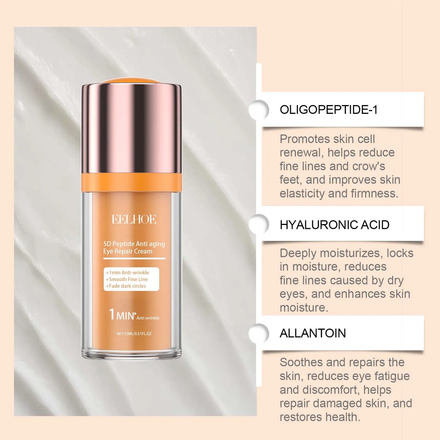 5D Peptide Eye Cream – Dark Circles, Wrinkles & Puffiness