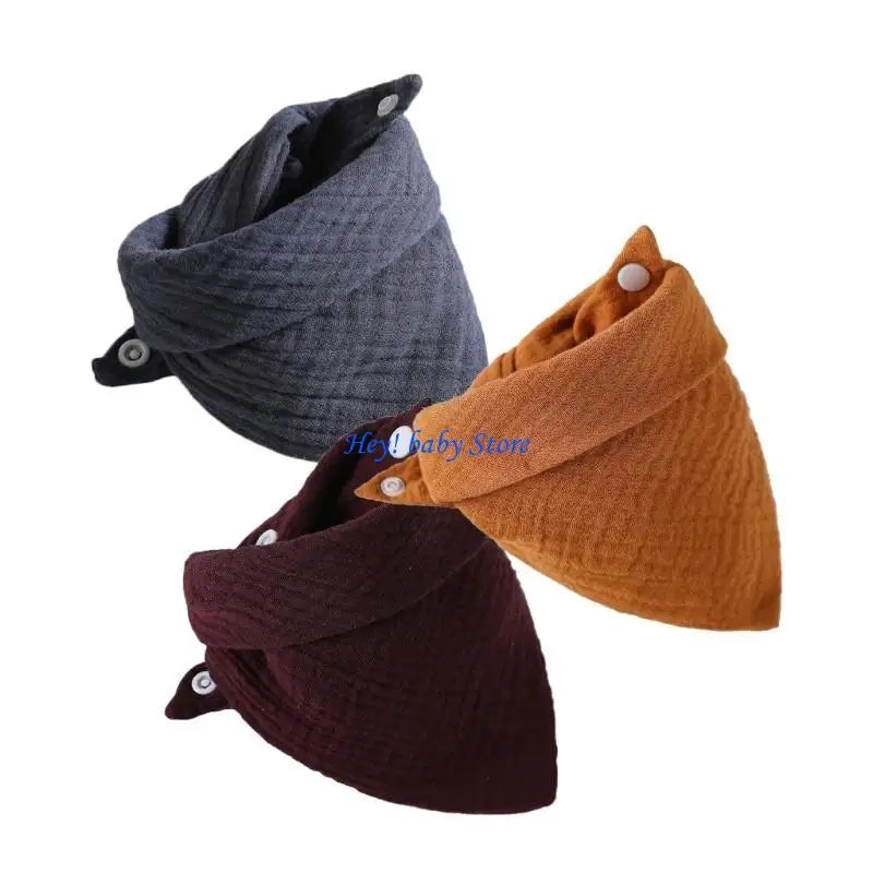 Baby Muslin Drool Bibs 3-Pack | Soft Absorbent Cotton Teething
