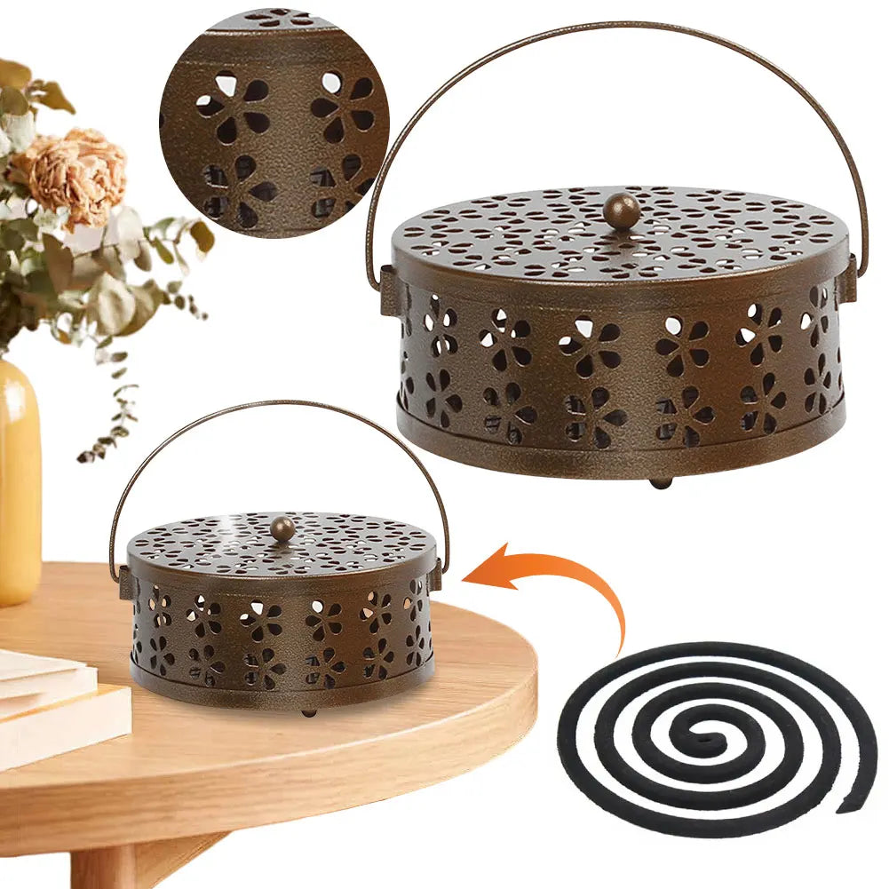 Portable Metal Mosquito Coil Holder with Handle – Outdoor Incense Burner Peaceful Pleasures Health and Wellness